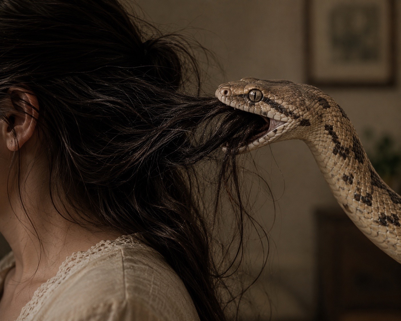 تفسير رؤيا الافعي تاكل شعري 🐍👩